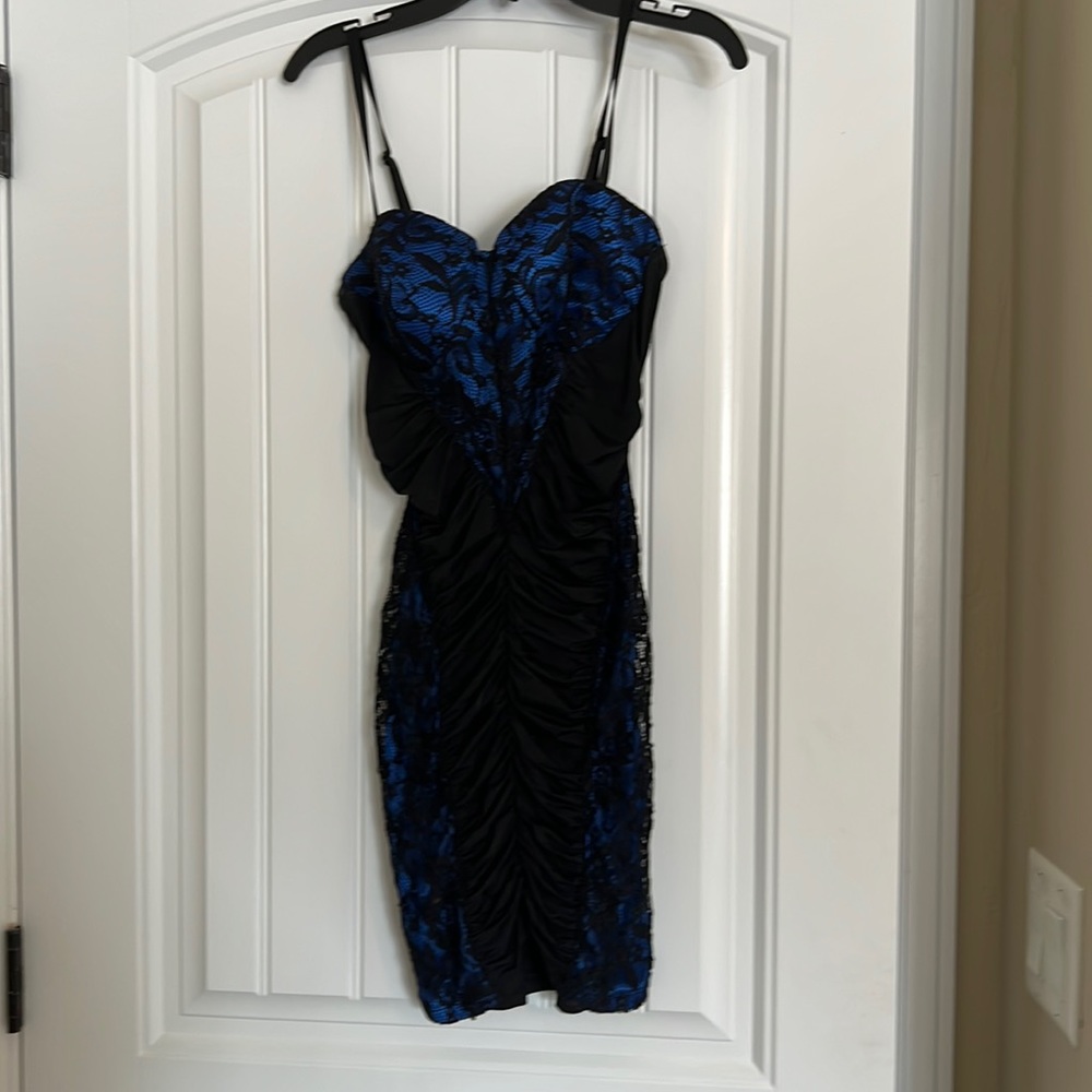 bodycon dress, size small, blue lace, oh yes brand